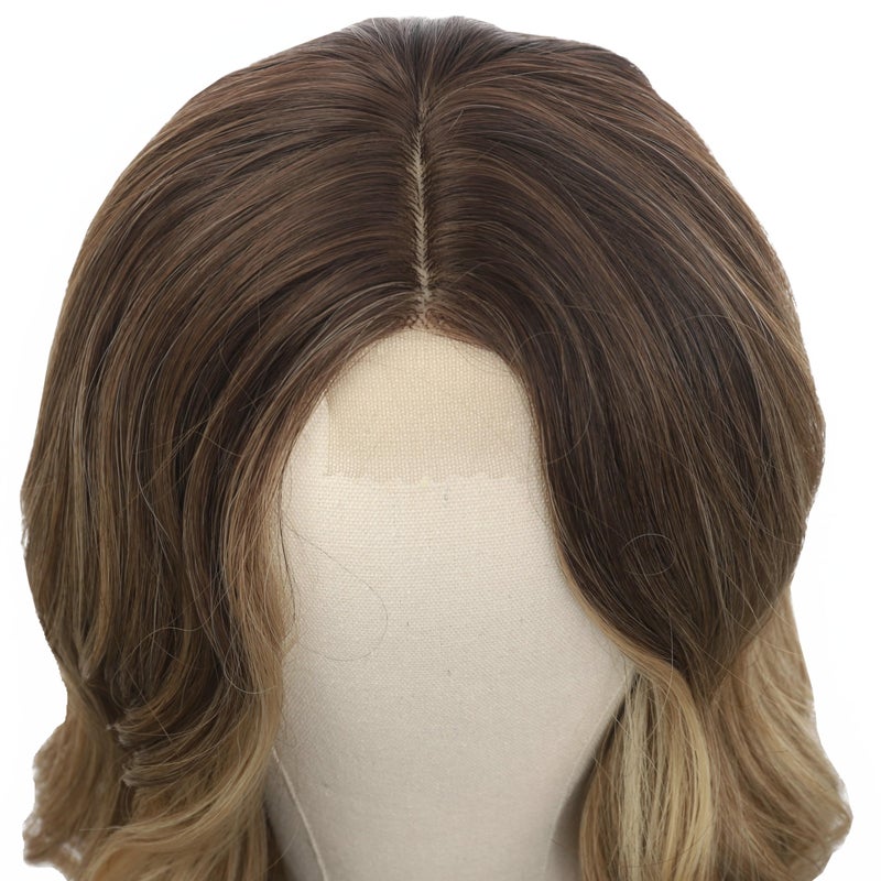 FUTAI Long Wavy Wig 30 Inch Ombre Blonde HD Front Lace Body Curly Synthetic Hair Wigs for Women Professional Female Diverse Styles Daily Party Cosplay - Image 5