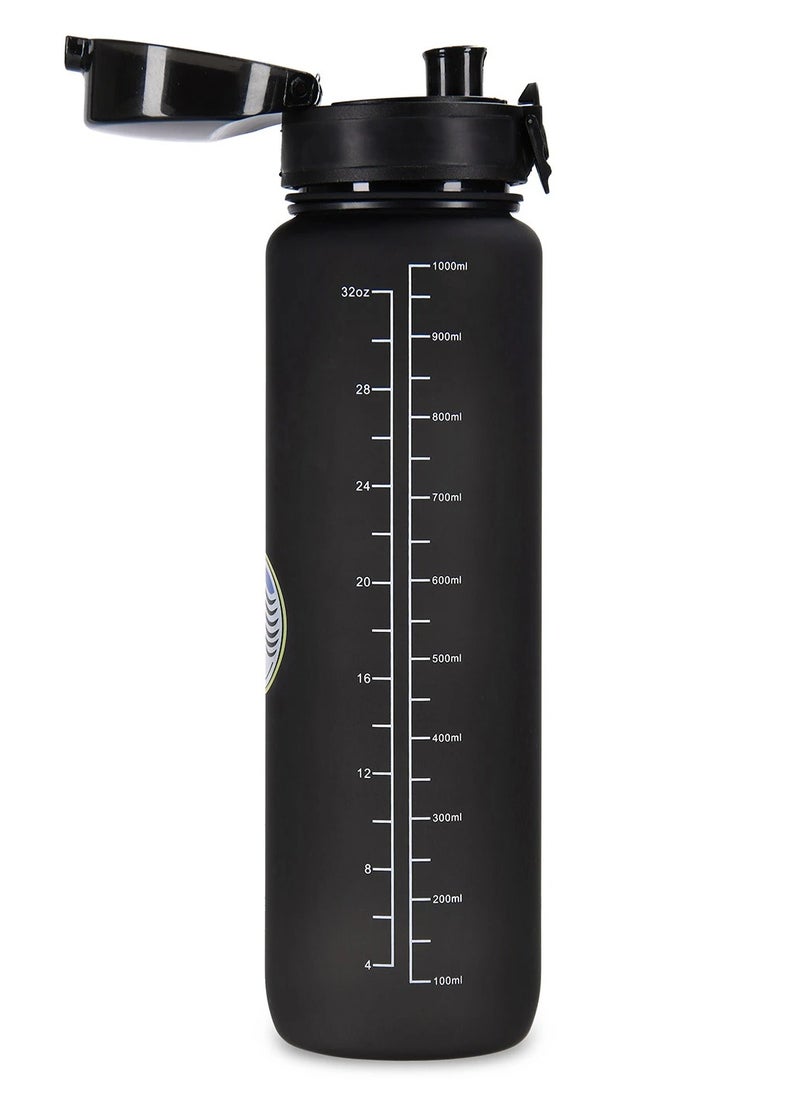 eBasket Motivational Sports Water Bottle (1L) Water bottle with punctuation marks to encourage drinking more water and drinks that are beneficial to the body's health (black)  - Image 4