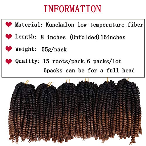 Liyate 6 Packs Spring Twist Braiding Hair Spring Twists Twist Hair Synthetic Fiber Fluffy Twist Crochet Braids Low Temperature Twist Crochet Hair for Women Braiding Hair(8inch,T1B/4/30) - Image 2