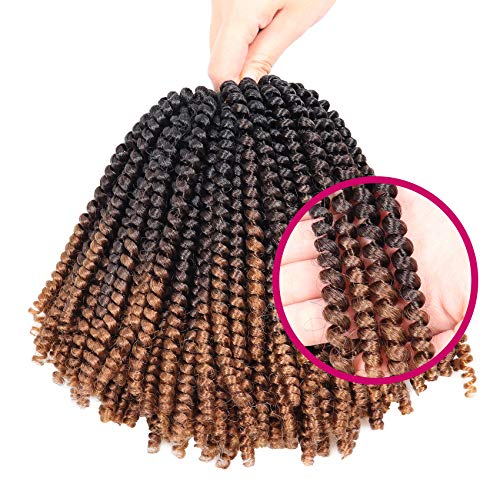 Liyate 6 Packs Spring Twist Braiding Hair Spring Twists Twist Hair Synthetic Fiber Fluffy Twist Crochet Braids Low Temperature Twist Crochet Hair for Women Braiding Hair(8inch,T1B/4/30) - Image 4