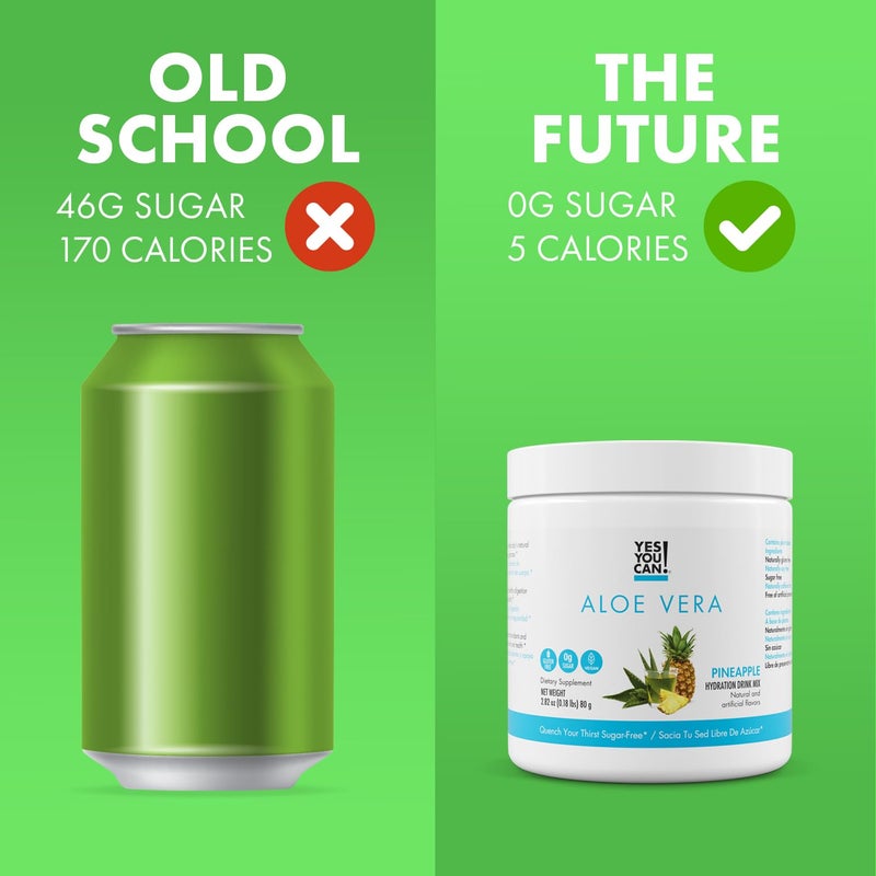 Yes You Can! Organic Aloe Vera Powder Drink Mix - Hydration Booster Infused with Pure Aloe Juice - Delicious Flavors - Made in USA - Antioxidant Rich - Pineapple Flavor - 40 Servings - Image 5