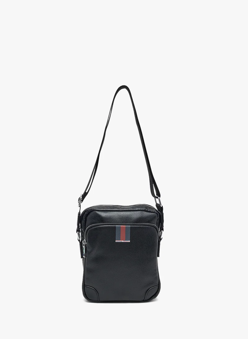 Robert Wood Webbing Detail Casual Mini Crossbody Messenger Bag