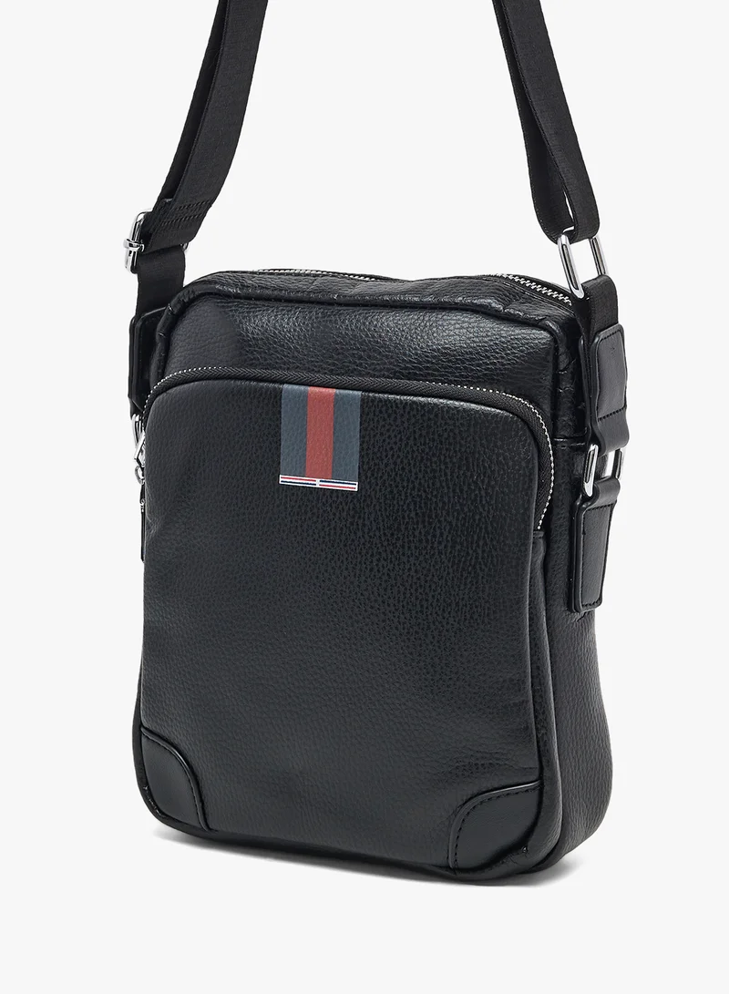 Robert Wood Webbing Detail Casual Mini Crossbody Messenger Bag