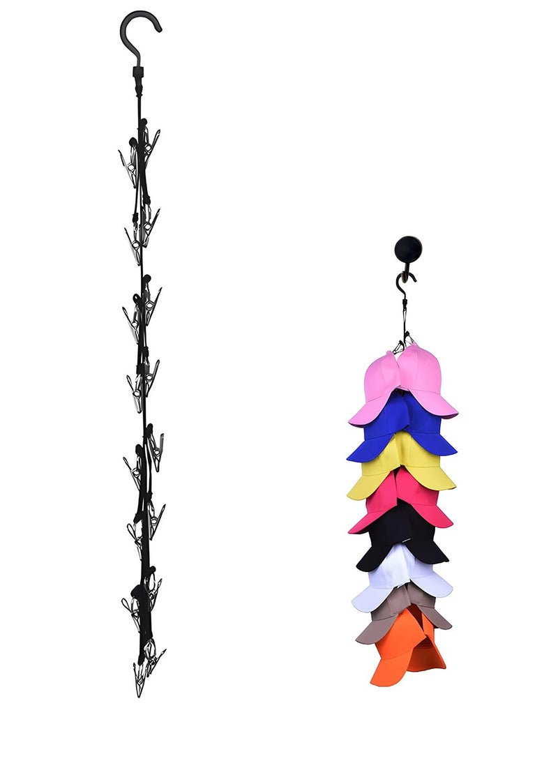 SYOSI Hat Organizer for Baseball Caps, for Baseball Caps Hat Organizer Holder for Over The Door &Wall, Baseball Cap holder, 16 Large Premium Clips for Ball, Golf Caps, Beanies & Sports Cap Organization - Image 1