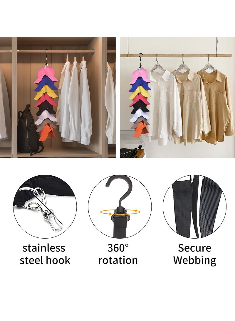 SYOSI Hat Organizer for Baseball Caps, for Baseball Caps Hat Organizer Holder for Over The Door &Wall, Baseball Cap holder, 16 Large Premium Clips for Ball, Golf Caps, Beanies & Sports Cap Organization - Image 3