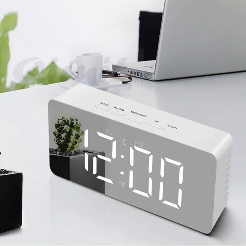 QIMIT Digital Alarm Clock Table Clock for Students Home Office Corporate with Automatic Sensor Date TemperatureBlack Plastic 14W x 8H Centimeters 1 Silver - Image 1
