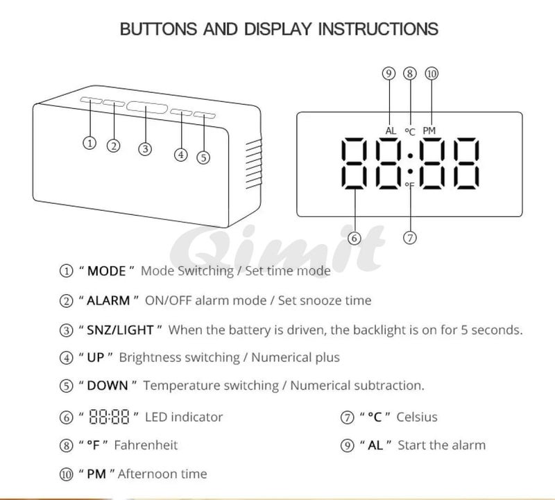 QIMIT Digital Alarm Clock Table Clock for Students Home Office Corporate with Automatic Sensor Date TemperatureBlack Plastic 14W x 8H Centimeters 1 Silver - Image 2