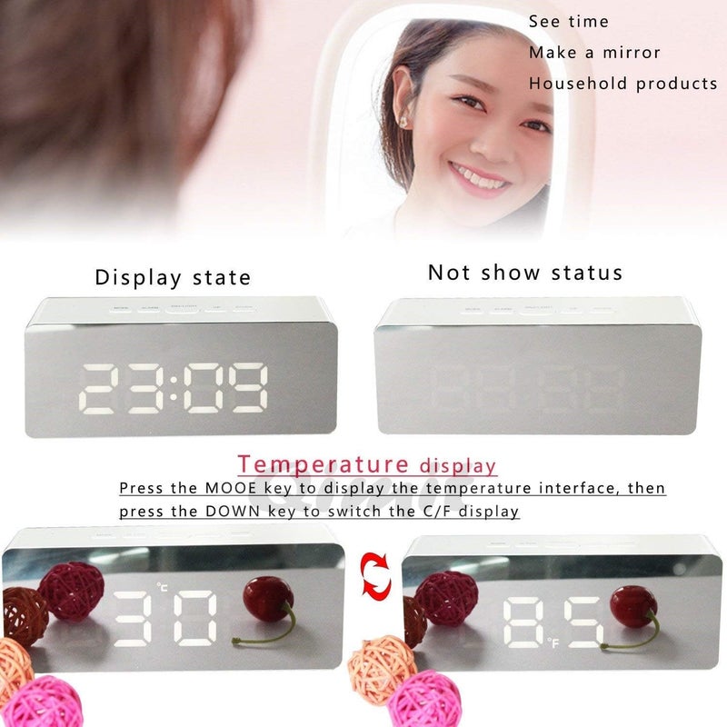 QIMIT Digital Alarm Clock Table Clock for Students Home Office Corporate with Automatic Sensor Date TemperatureBlack Plastic 14W x 8H Centimeters 1 Silver - Image 3