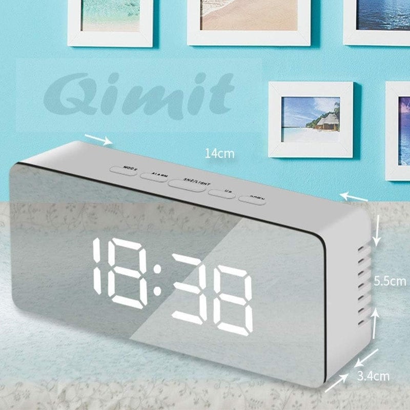 QIMIT Digital Alarm Clock Table Clock for Students Home Office Corporate with Automatic Sensor Date TemperatureBlack Plastic 14W x 8H Centimeters 1 Silver - Image 4