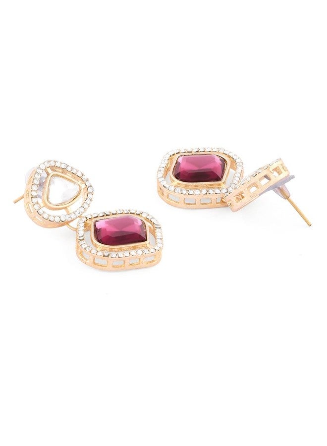 Ami Purple Stones Dazzling Austrian Diamonds Embellished Layered Necklace and Earring Set For Women-ZPFK21068 - Image 5