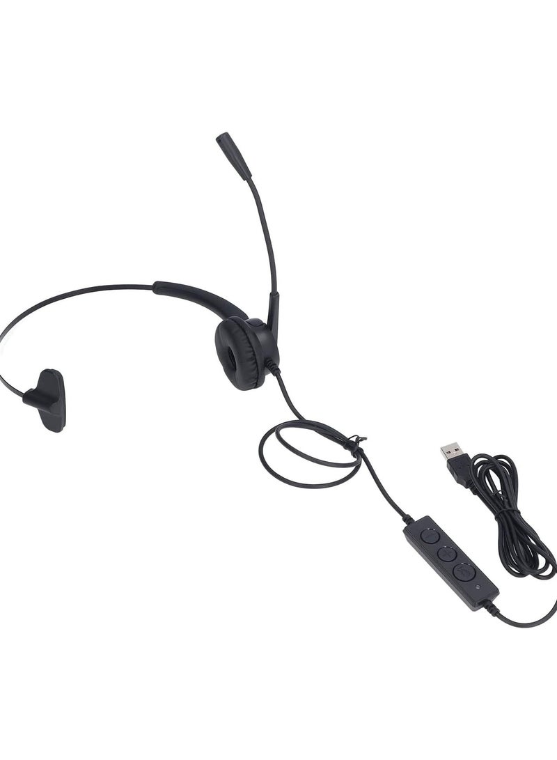 GGOOT Wired Computer Headset, Head Mounted Noise Cancelling Headset, with Retractable Headband Adjustable Microphone Pole, Supporting One Touch Mute, Volume Adjustment for Home Office - Image 1