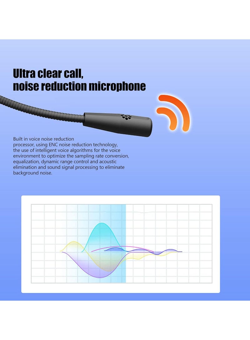 GGOOT Wired Computer Headset, Head Mounted Noise Cancelling Headset, with Retractable Headband Adjustable Microphone Pole, Supporting One Touch Mute, Volume Adjustment for Home Office - Image 4