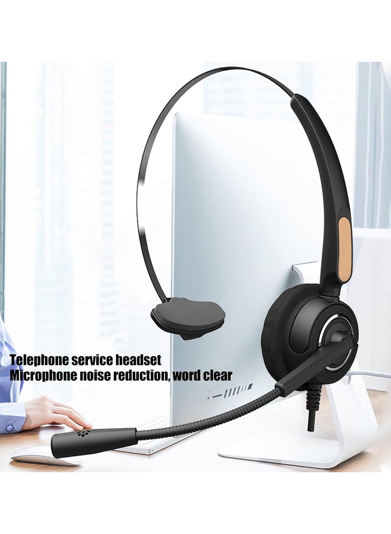 GGOOT Wired Computer Headset, Head Mounted Noise Cancelling Headset, with Retractable Headband Adjustable Microphone Pole, Supporting One Touch Mute, Volume Adjustment for Home Office - Image 2