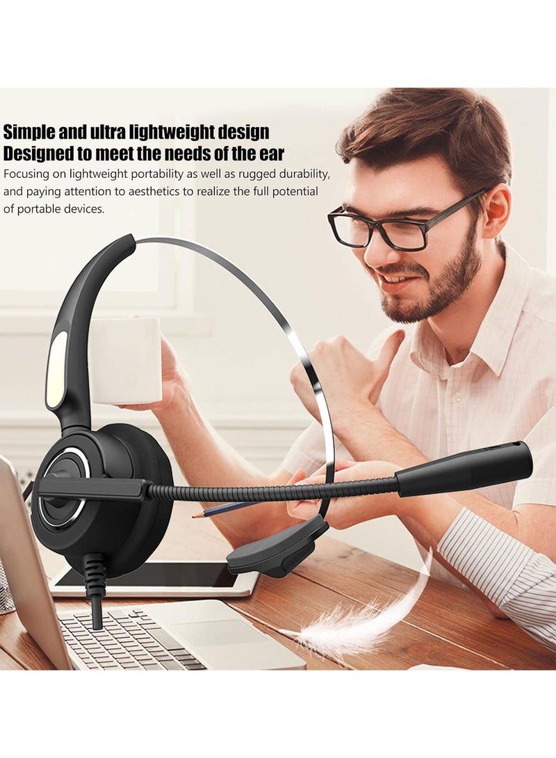 GGOOT Wired Computer Headset, Head Mounted Noise Cancelling Headset, with Retractable Headband Adjustable Microphone Pole, Supporting One Touch Mute, Volume Adjustment for Home Office - Image 3