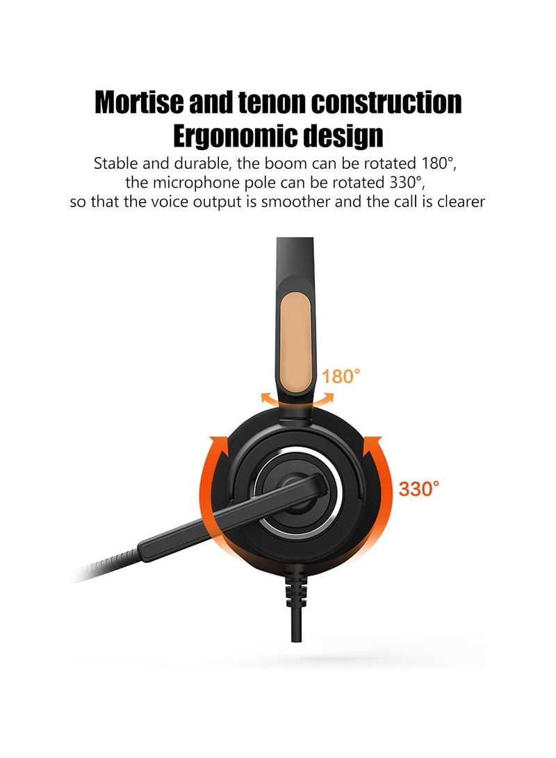 GGOOT Wired Computer Headset, Head Mounted Noise Cancelling Headset, with Retractable Headband Adjustable Microphone Pole, Supporting One Touch Mute, Volume Adjustment for Home Office - Image 5