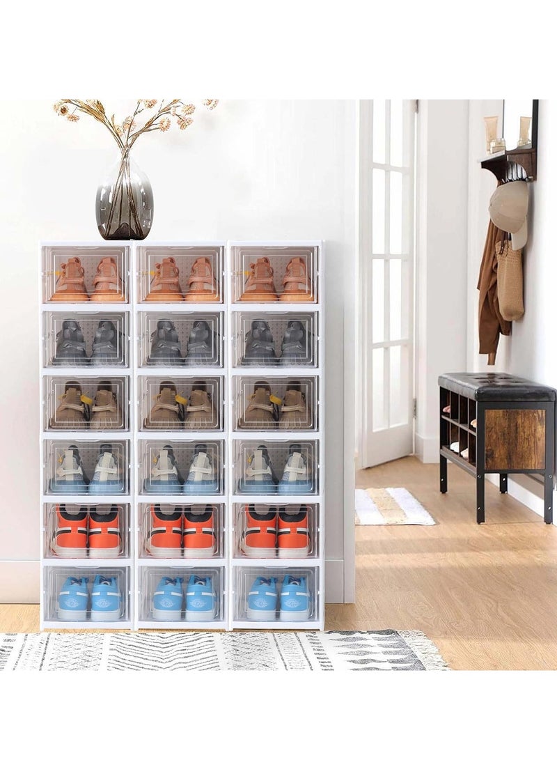 XiuWoo 6-Tier Foldable Stackable Shoe Storage Rack, Installation Free Clear Shoe Storage Boxes, Large Shoe Storage Shelve, Free Standing Storage Rack, Sneaker Containers, Home Storage Rack - Image 2
