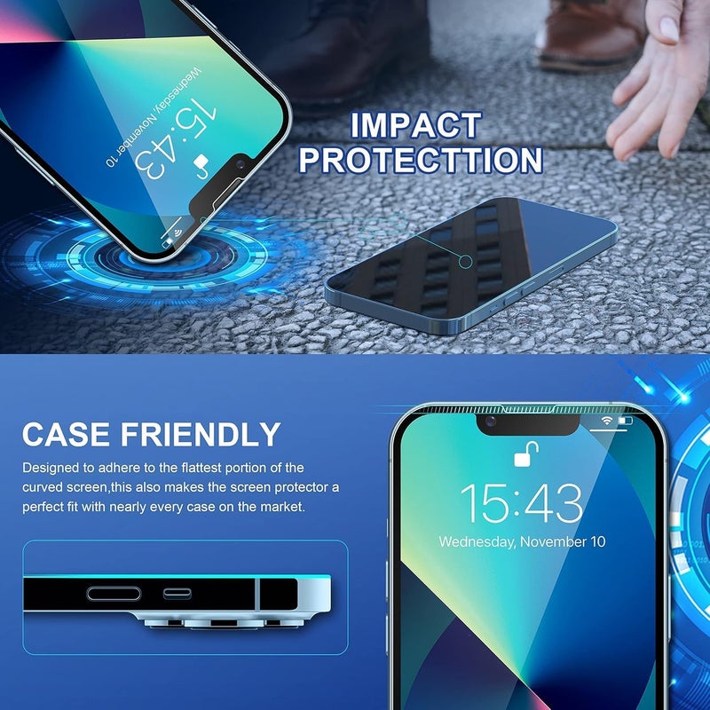 ImpactStrong 3-Pack Shatterproof Tempered Glass Screen Protector for iPhone 13 Mini [Easy Installation Frame] [Bubble Free] [9H Hardness] [Full Coverage] Case Friendly, 5.4 Inch - Image 5