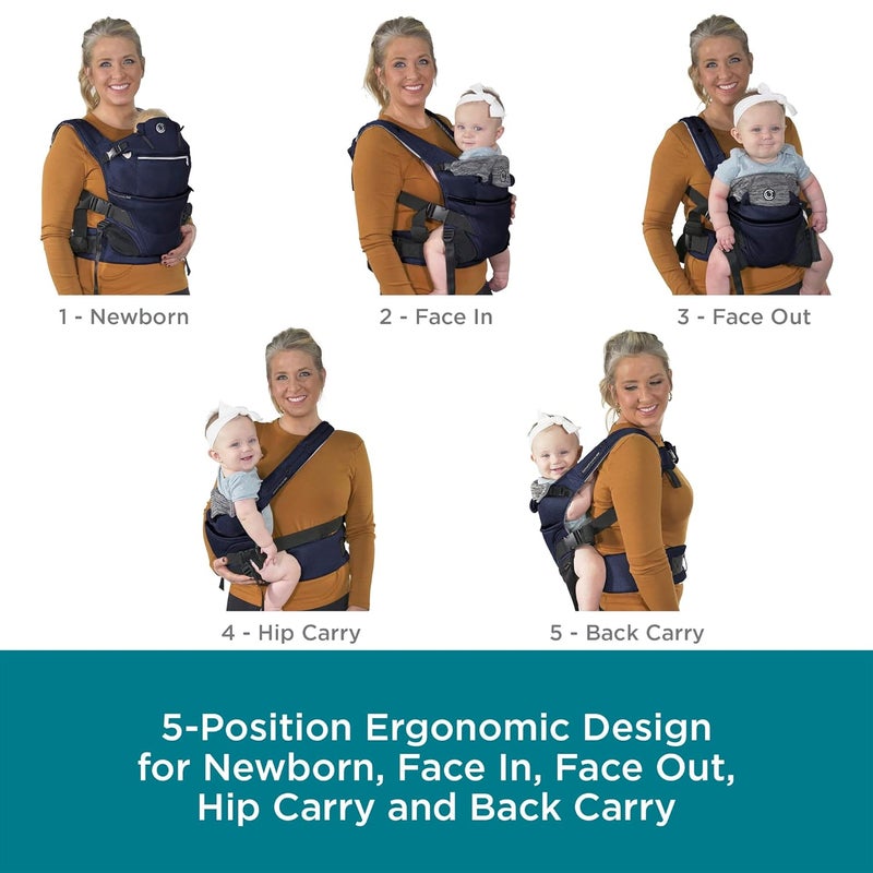 Contours Baby Carrier Newborn to Toddler  Journey GO 5 Position Convertible EasytoUse Baby Carrier with Pockets for Men and Women Face in Face Out Front Back  Hip 845 lbs  Cosmos Navy - Image 2