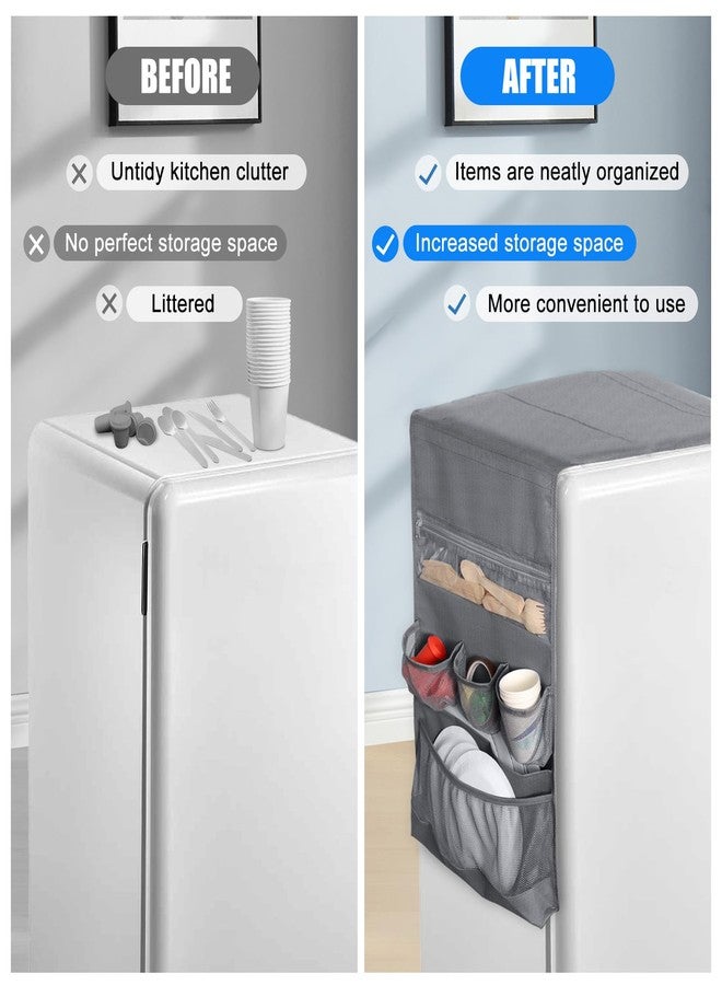RGQSUN 55.1" x 15.7" Mini Fridge Organizer with 15 Pockets,Waterproof Refrigerator Caddy Organizer Mini Fridges Accessories Double Side Over the Fridge Storage Organizer for Dorm Home Kitchen Office - Image 4