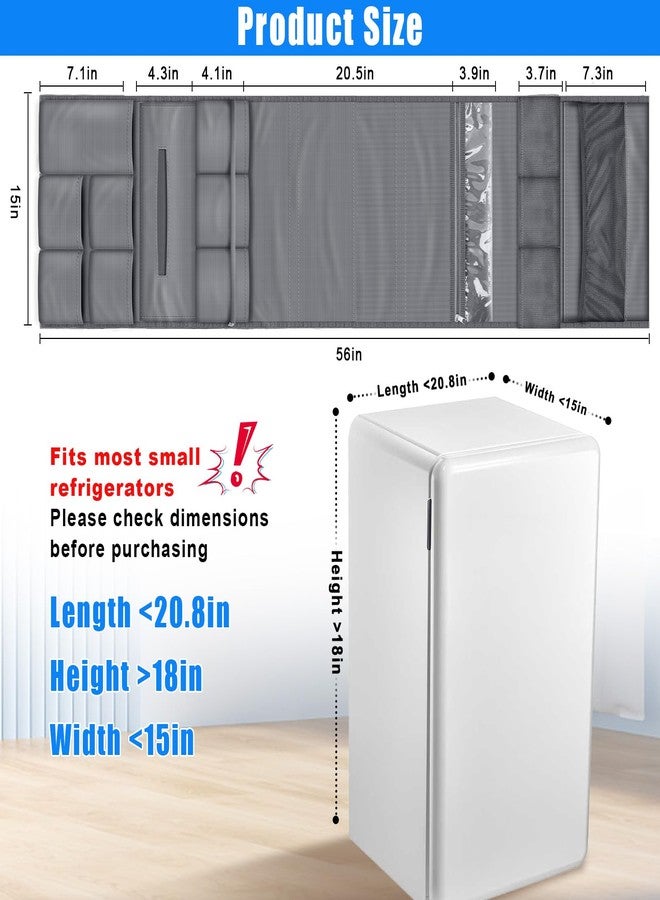 RGQSUN 55.1" x 15.7" Mini Fridge Organizer with 15 Pockets,Waterproof Refrigerator Caddy Organizer Mini Fridges Accessories Double Side Over the Fridge Storage Organizer for Dorm Home Kitchen Office - Image 2
