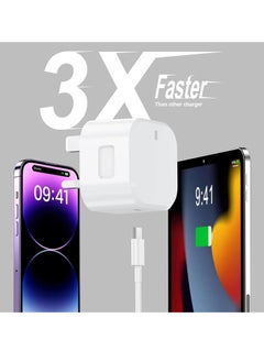 LIVVY 20W USB-C Fast Charger for iPhone 14/13/12/11 Pro Max/Plus/XR/XS/SE/X - 2M Foldable Wall Plug & 6.6FT Fast Charging Cable, UK PD Type-C Power Adapter  - Image 4