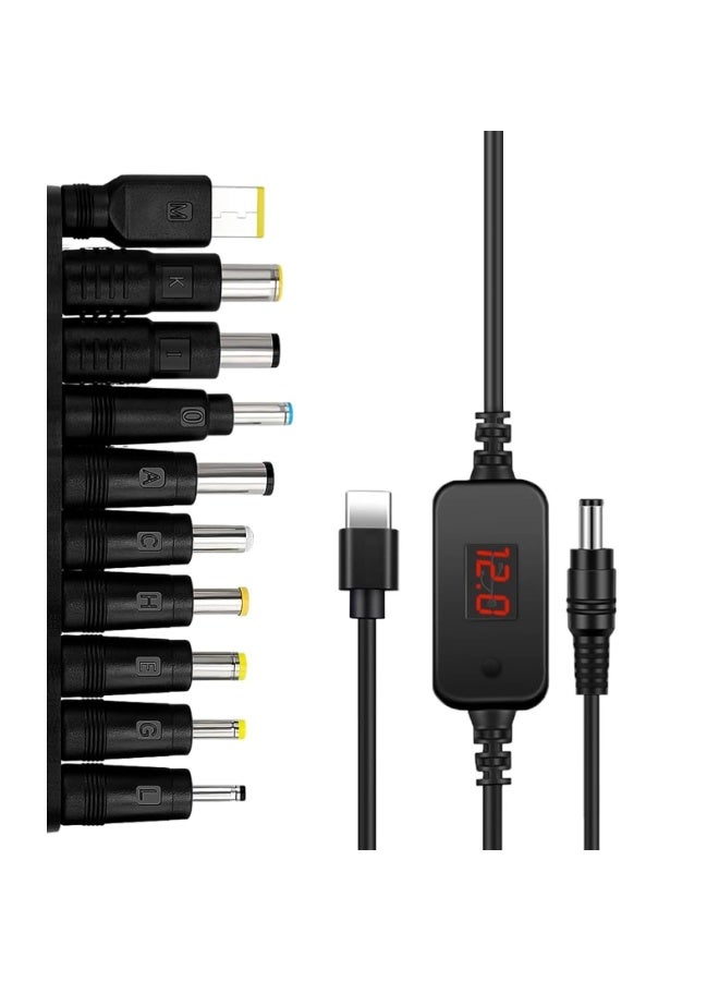 OSHIMA USB C to DC PD Adapter Cable, PD To DC Adapter Cable,5V/9V/12V/15V/20V with 10 Converter Heads for Modem Routers Notebooks - Image 1