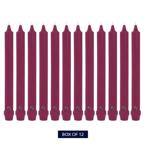 Colonial Candle Unscented Taper Candle, Classic Collection, Mulberry, 12 in, Pack of 12 - Up to 10 Hours Burn - Image 2