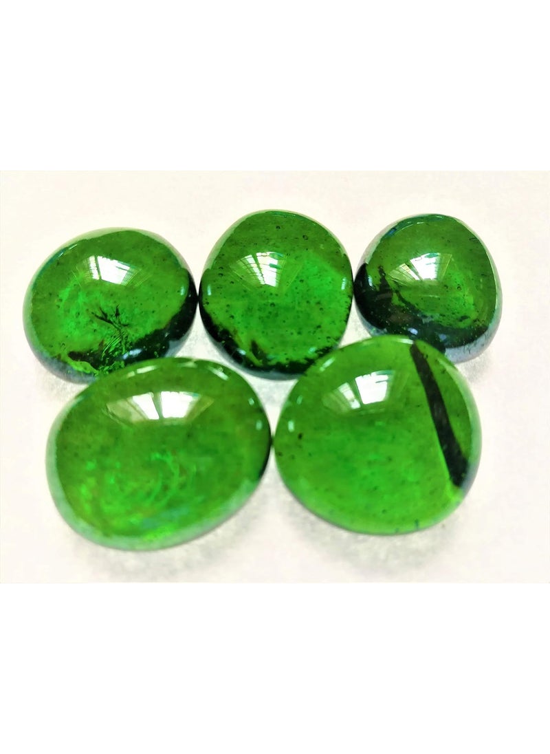 omi kogyo OMI Glass Pebbles Green Transparent Round Shaped 400g Approx 55 Pieces  - Image 1