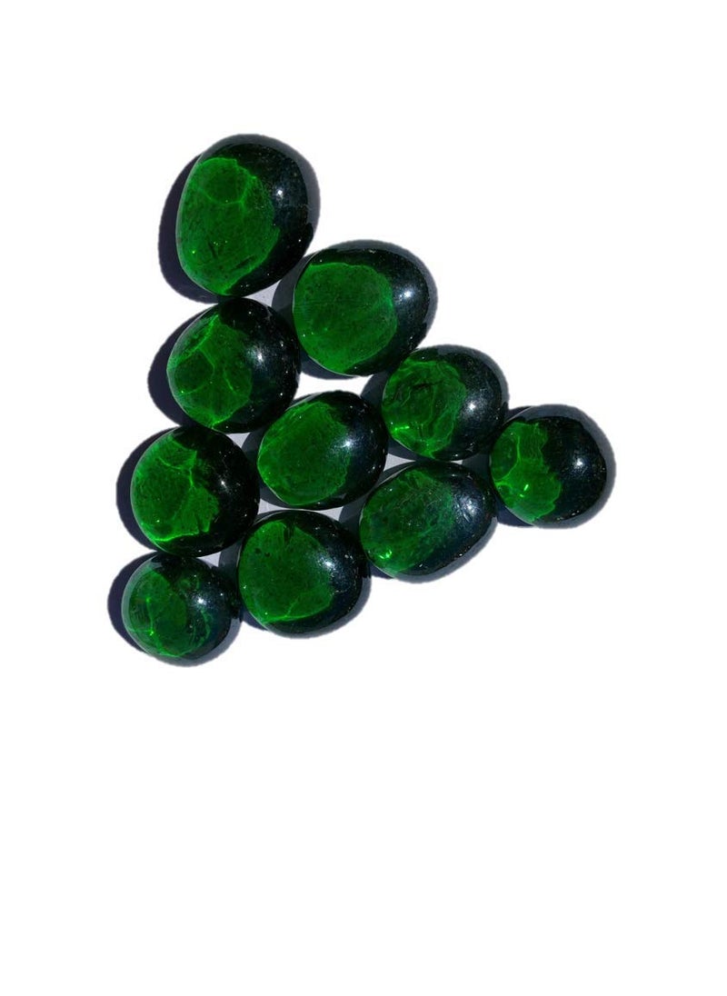 omi kogyo OMI Glass Pebbles Green Transparent Round Shaped 400g Approx 55 Pieces  - Image 2