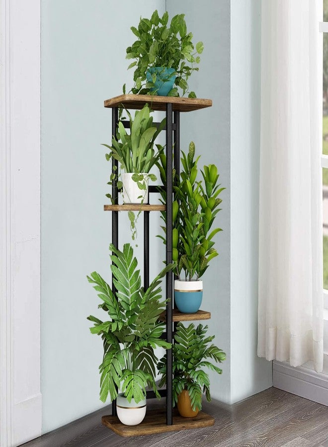LINZINAR Plant Stand 4 Tier 5 Potted Indoor Plant Shelf Multiple Stands for Garden Corner Balcony Living Room (4 Tier 5 Potted, Black) - Image 3