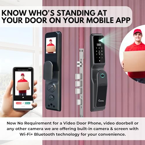 LAVNA 8 Way Premium Smart Door Lock with Camera N Face, Fingerprint, Mobile App, WiFi + Bluetooth, RFID Card, OTP, PIN and Manual Key | 5-Bolt Security | for Wooden Doors 3 Yr Warranty (LA44 Face) - Image 4