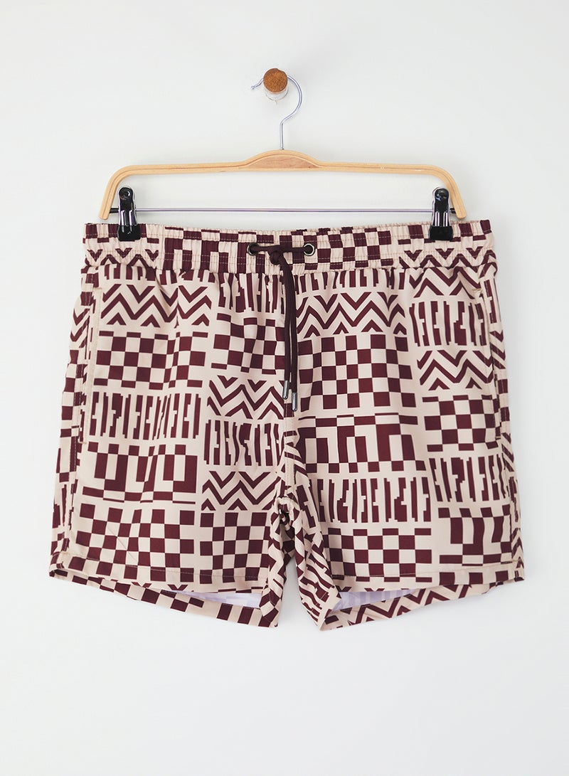 trendyol Beige Standard Size Geometric Patterned Swimsuit Swim Shorts Tmnss25Ds00003 - Image 2