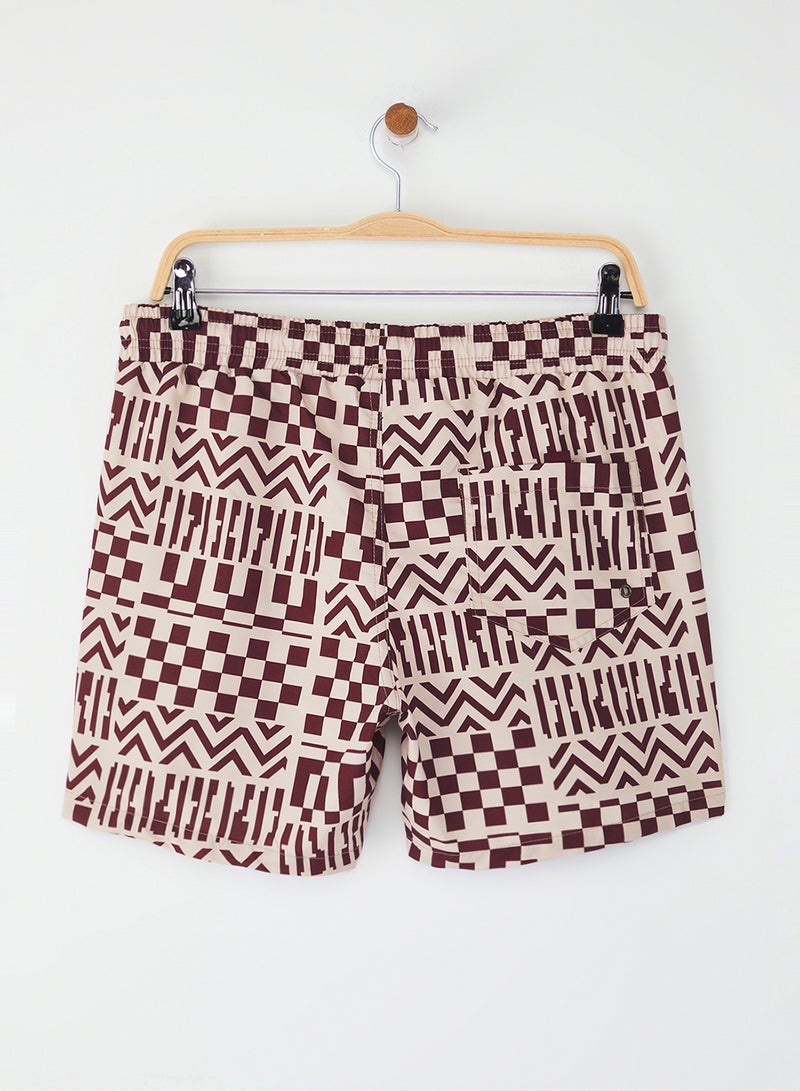 trendyol Beige Standard Size Geometric Patterned Swimsuit Swim Shorts Tmnss25Ds00003 - Image 4