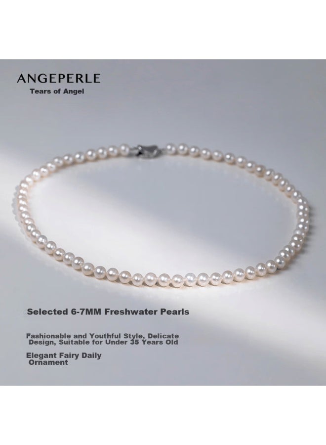 Tianshizhilei Freshwater Pearl Necklace For Women, S925 Silver Classic Style, Near-round High Luster, Birthday Gift For Wife Or Best Friend - Image 2