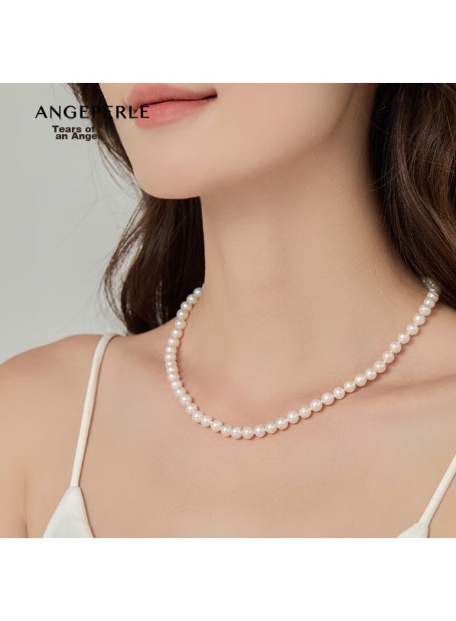 Tianshizhilei Freshwater Pearl Necklace For Women, S925 Silver Classic Style, Near-round High Luster, Birthday Gift For Wife Or Best Friend - Image 1