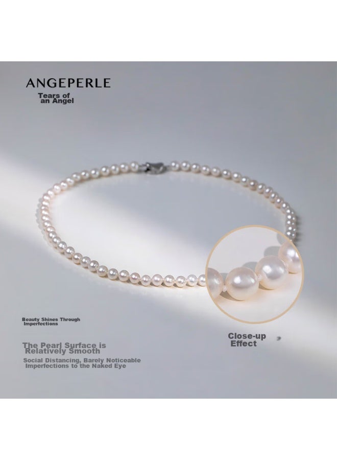 Tianshizhilei Freshwater Pearl Necklace For Women, S925 Silver Classic Style, Near-round High Luster, Birthday Gift For Wife Or Best Friend - Image 5