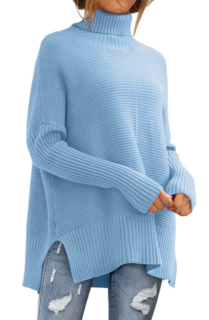 LILLUSORY Womens Turtleneck Oversized Tunic Early Fall Fashion Must Have Sweaters 2025 Casual Long Pullover Plus Size Winter Cute Poncho Cozy Work Old Money Clothes Outfits Clothing Tops Leggings - Image 1