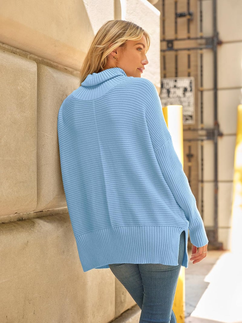 LILLUSORY Womens Turtleneck Oversized Tunic Early Fall Fashion Must Have Sweaters 2025 Casual Long Pullover Plus Size Winter Cute Poncho Cozy Work Old Money Clothes Outfits Clothing Tops Leggings - Image 5