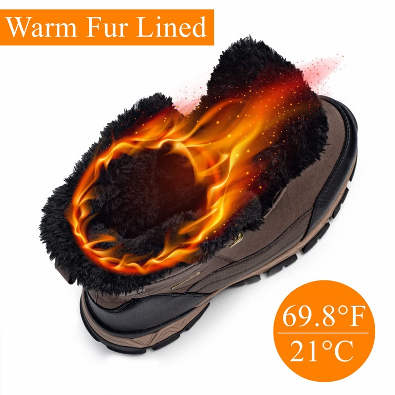 SHULOOK Men's Snow Boots Waterproof Warm Fur Lined Winter Hiking Boot Non-slip Outdoor Ankle High-top Shoes Work Hiker Trekking Trail - Image 2