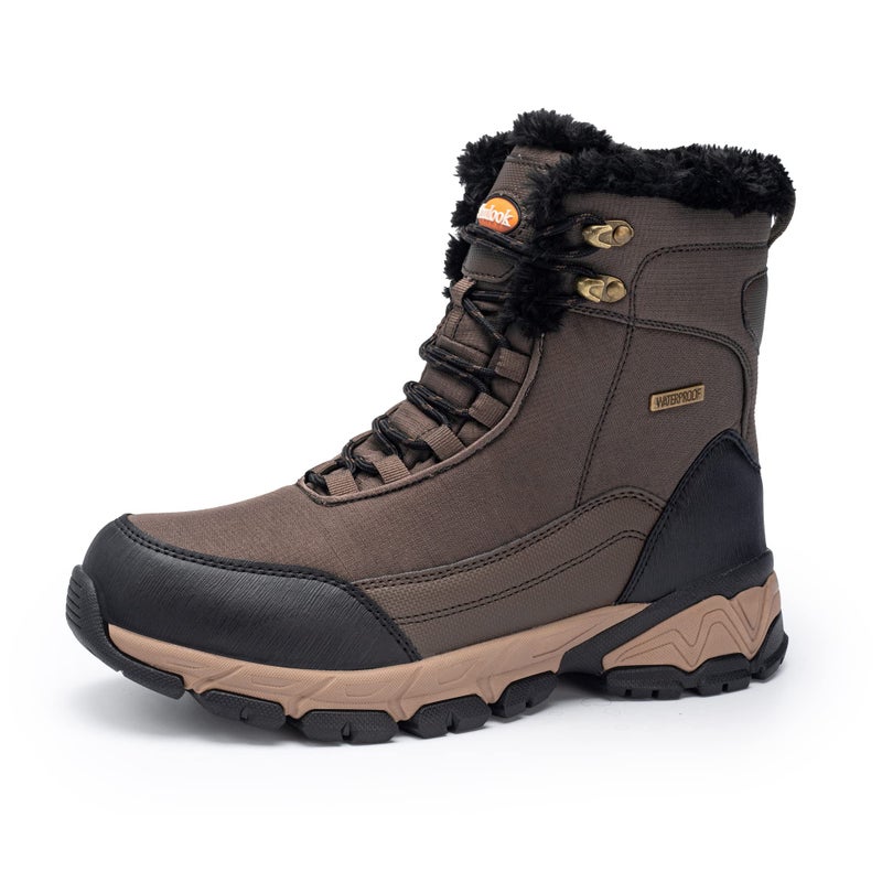 SHULOOK Men's Snow Boots Waterproof Warm Fur Lined Winter Hiking Boot Non-slip Outdoor Ankle High-top Shoes Work Hiker Trekking Trail - Image 1