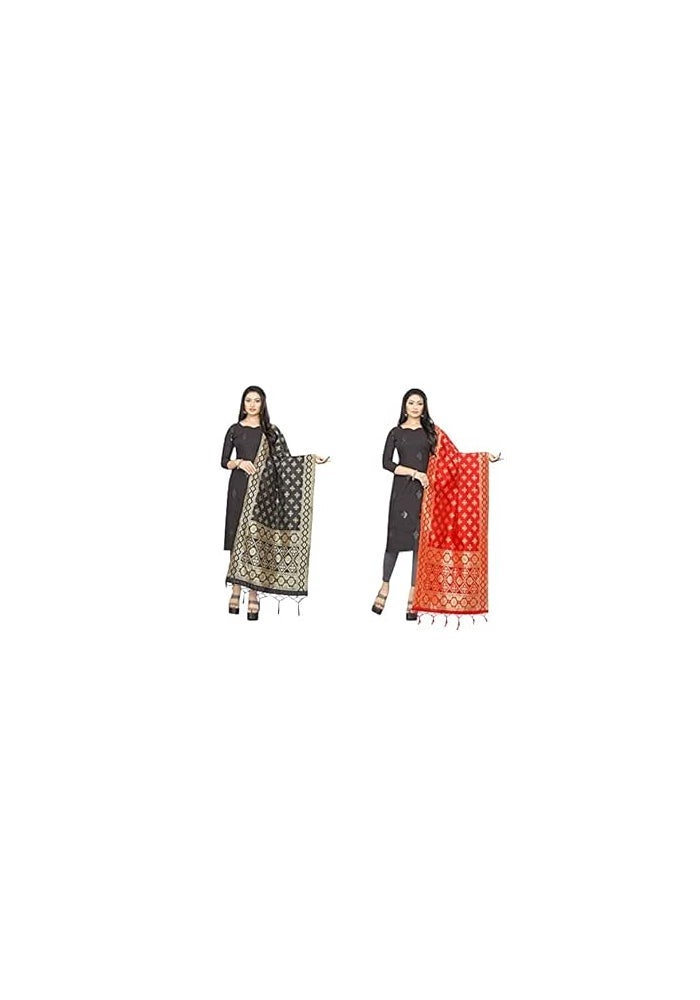 JENNY DESIGNER طرحة/شوني تقليدية مطبوعة من حرير بناراسي للنساء - Image 4