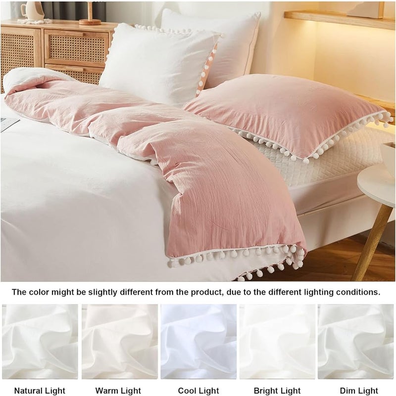 Bedbay Queen Size Comforter Set Pink Bedding Ultra Soft Breathable 3 Pcs Lightweight Comforter Bed Set for All Season White and Pink Reversible Aesthetic Bedding Set Full Size (Pink,Queen) - Image 5