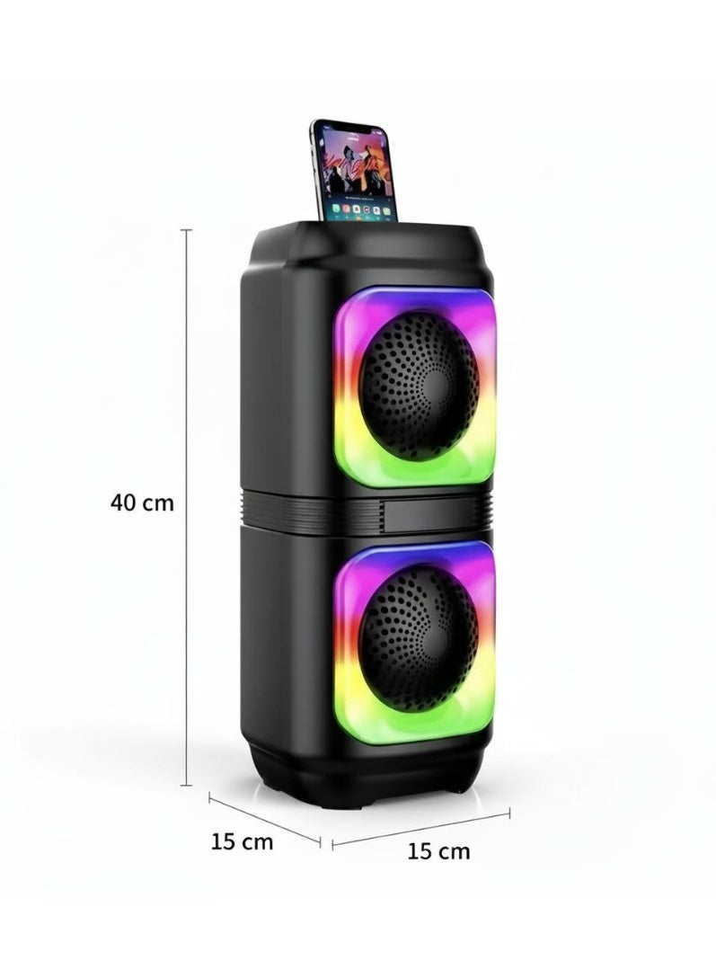 Bluetooth Subwoofer 2 speakers with External Microphone- with two speakers - Multimedia Speaker - Portable Wireless Speaker with RGB LED Light and Rechargeable Battery for Smartphones, TV, Tablets, and Computers - Wireless Speaker - Image 1
