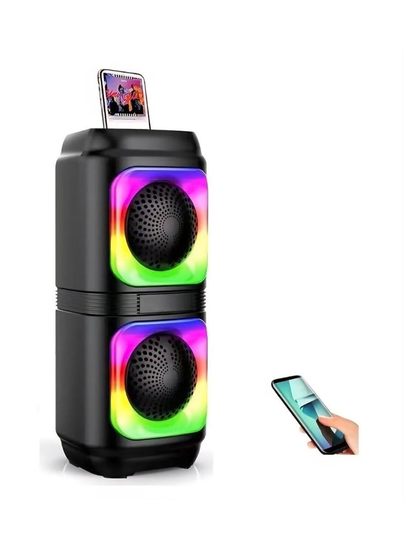 Bluetooth Subwoofer 2 speakers with External Microphone- with two speakers - Multimedia Speaker - Portable Wireless Speaker with RGB LED Light and Rechargeable Battery for Smartphones, TV, Tablets, and Computers - Wireless Speaker - Image 2