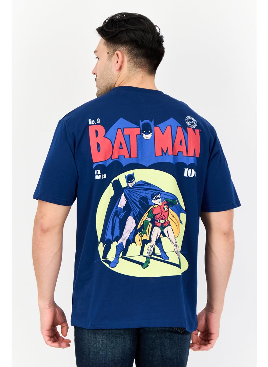 DC - Men Crew Neck Short Sleeves Batman Print T-Shirt, Navy Blue - Image 1