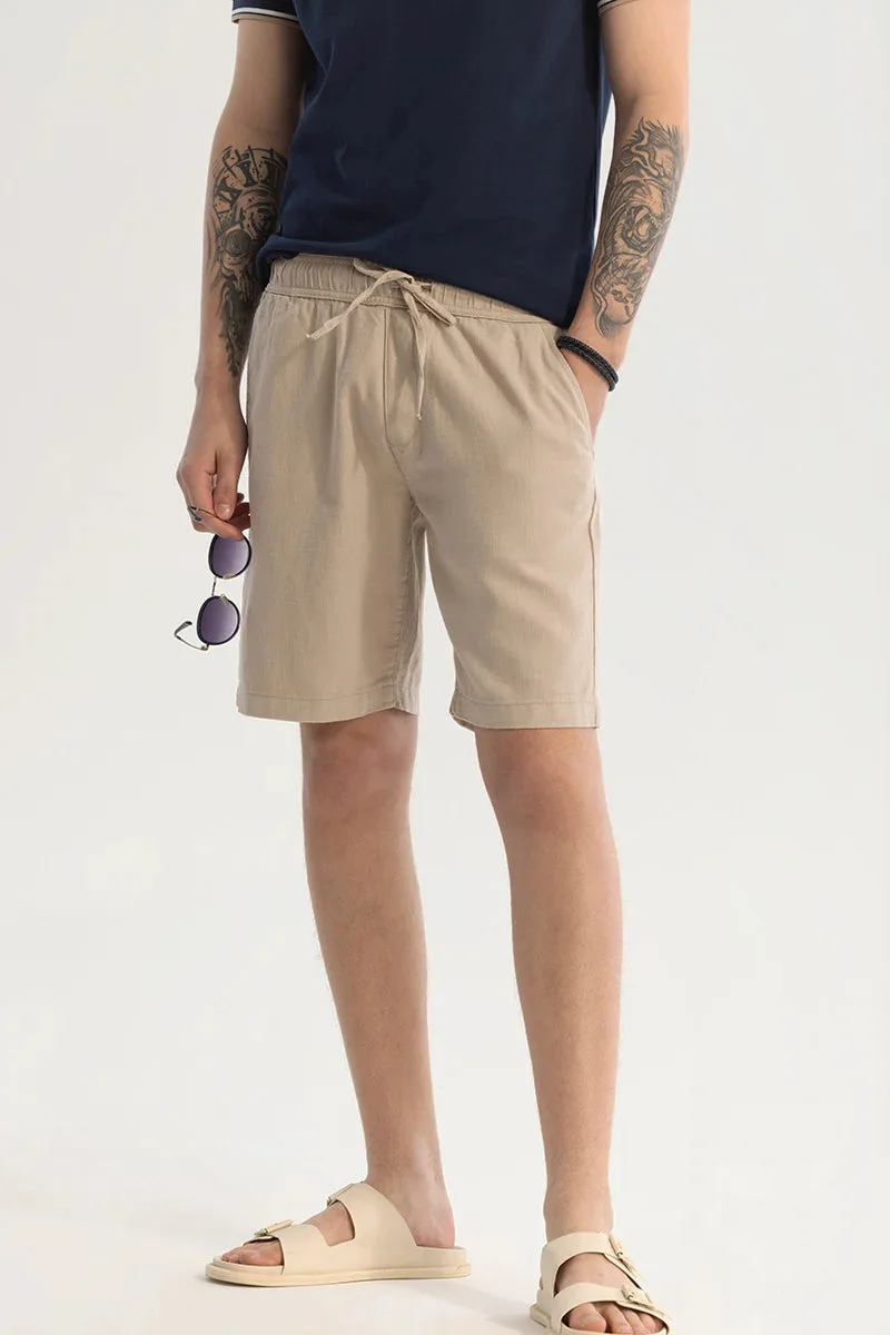SNITCH Beige Beige Cotton Shorts for Men | Best Price UAE