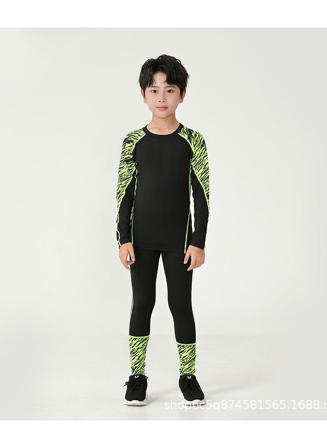 KUYING Children's High Elasticity Tight Fitting Clothing Sports Fitness Set Quick Drying Training Suit 