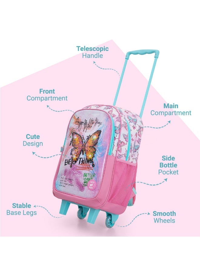 Eazy Kids مجموعة إزي كيدز من 5 حقائب مدرسية بعربة 17" - فراشة منت - Image 3