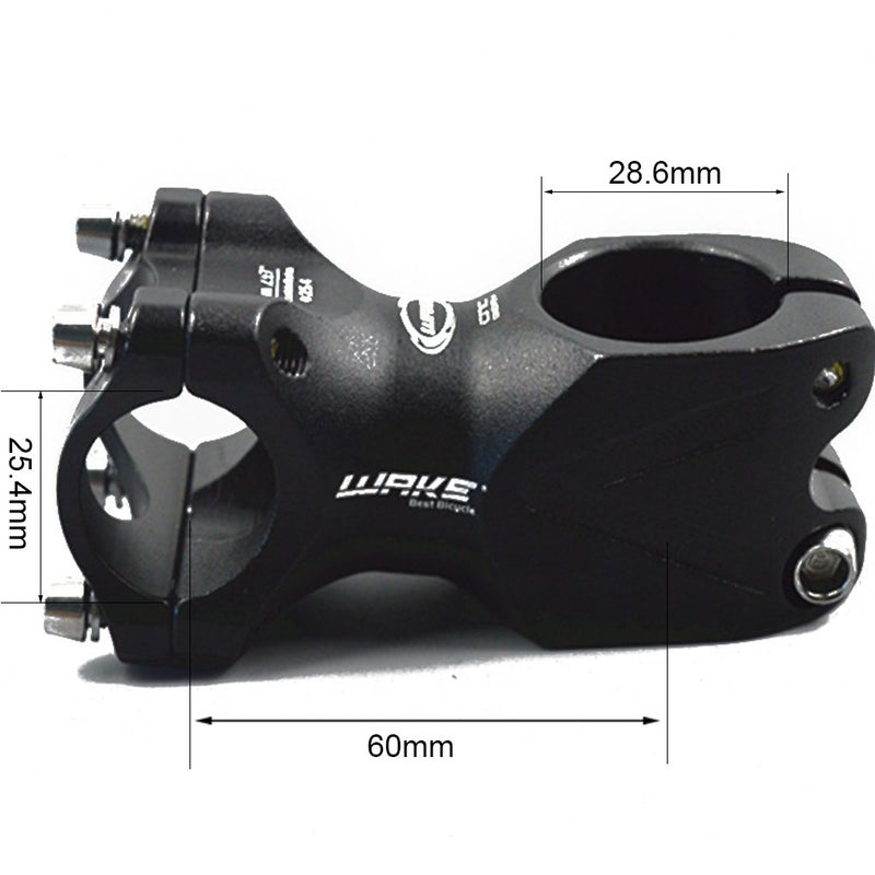WAKE 25.4 Stem 60mm Bike Stem Wake Mountain Bike Stem Short Handlebar Stem for Most Bicycle, Road Bike, MTB, BMX, Fixie Gear, Cycling (Aluminum Alloy, Black) - Image 2