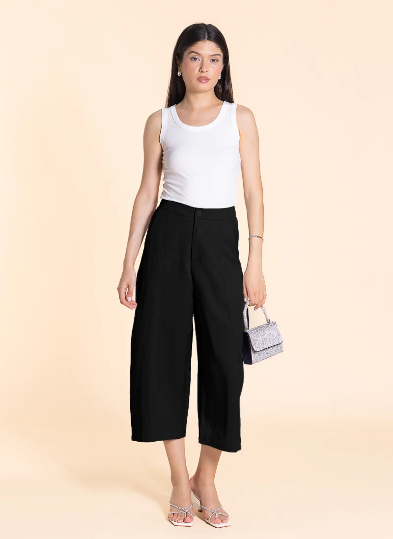 SHAPES CURVED LINEN BLEND TROUSERS